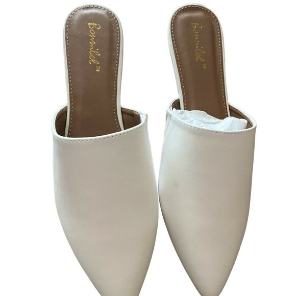 NWT BONNIBEL WHITE EVITA-4 SLIP ON POINTY TOE FLATS 10 - Picture 10 of 11